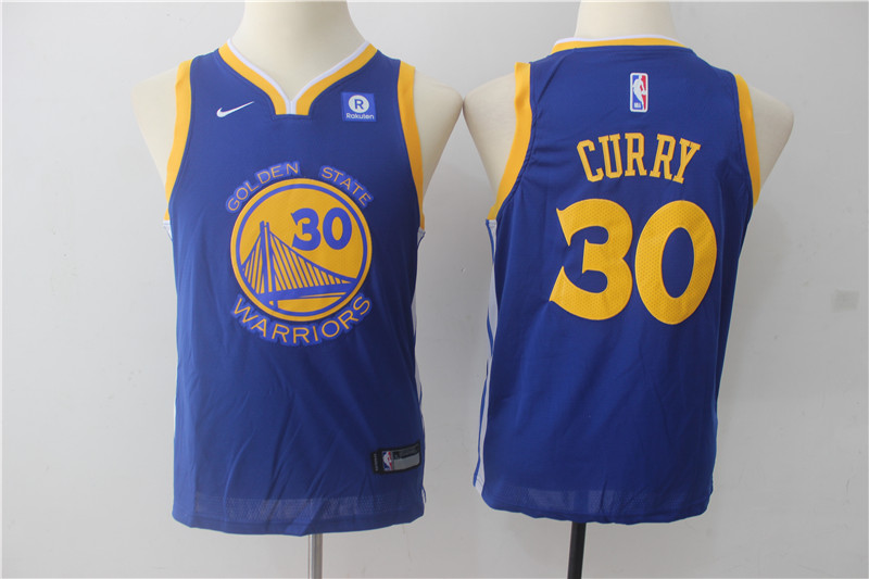 Youth Golden State Warriors 30 Curry Blue Game Nike NBA Jerseys